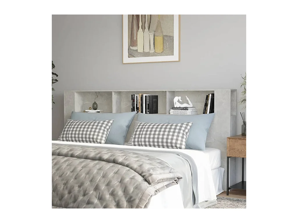 Tête de Lit avec rangement | Armoire de tête de lit Gris béton 220x18,5x104,5 cm