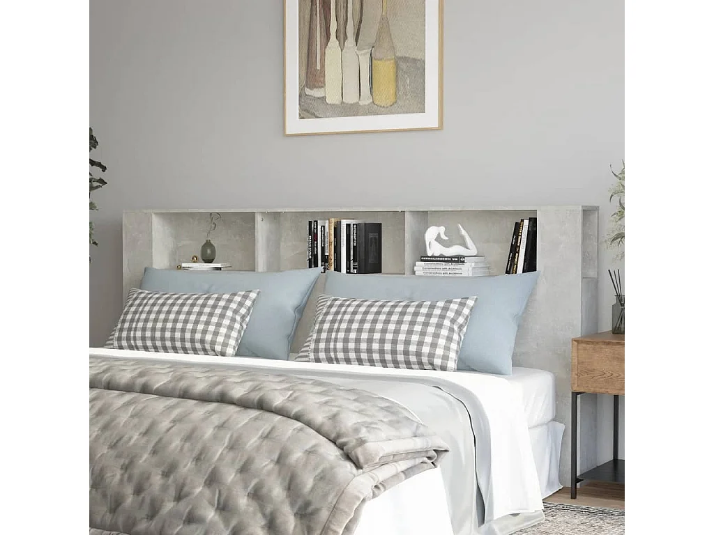 Cabecero de Cama | Cabezal de Cama | Mueble cabecero gris hormigón 220x18,5x104,5 cm