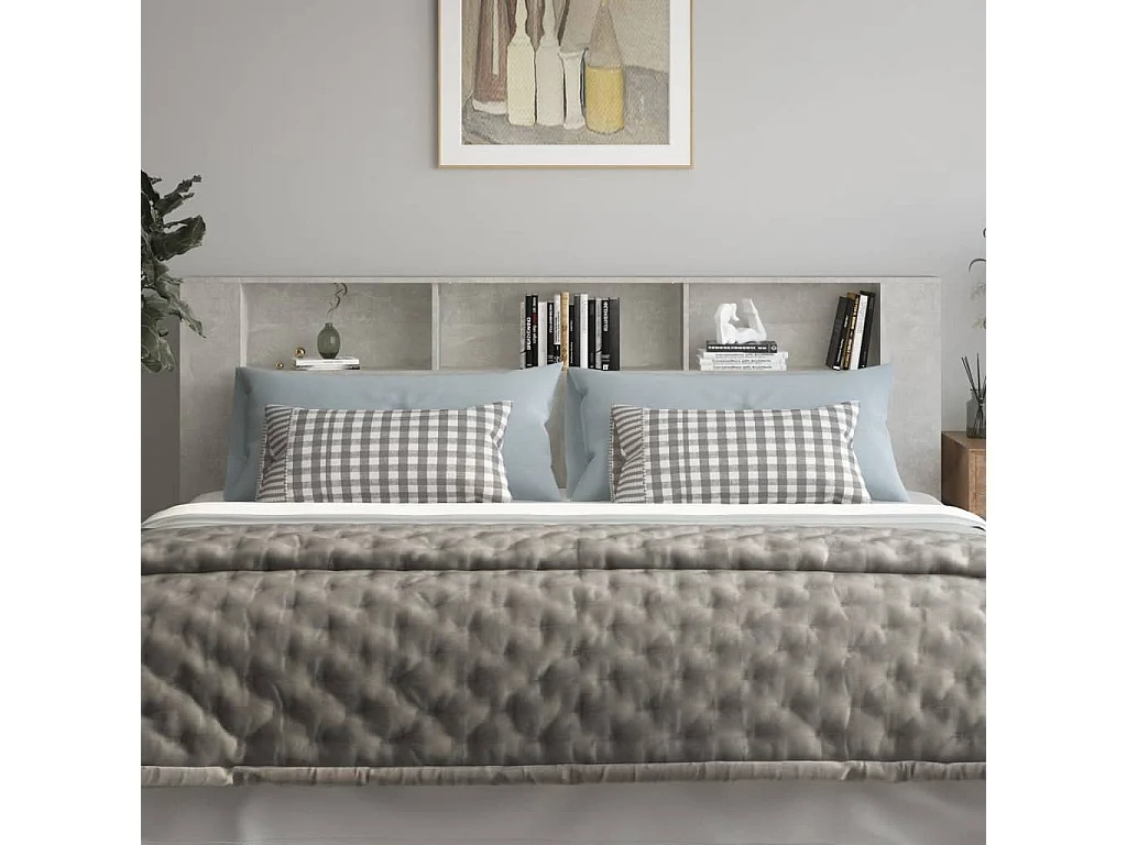 Tête de Lit avec rangement | Armoire de tête de lit Gris béton 220x18,5x104,5 cm