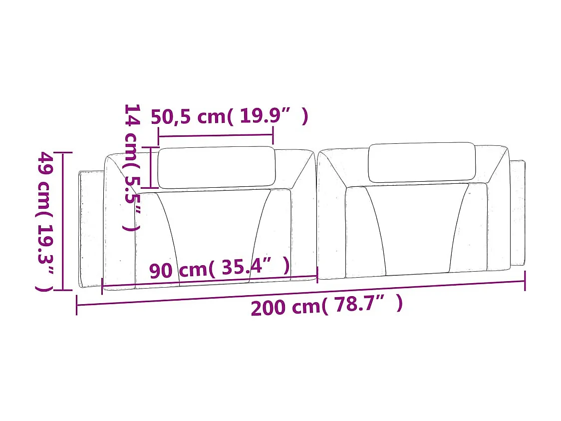 Tête de lit | Coussin de tête de lit | Tête de lit décoratif cappuccino 200 cm similicuir