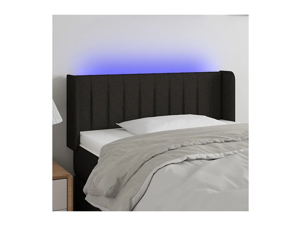 Tête de Lit | Panneau de tête pour lit Moderne à LED Noir 83x16x78/88 cm Tissu