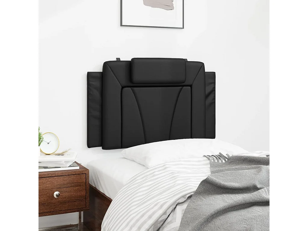 Cabecero de Cama | Cabezal de cama | Mueble de cabecero acolchado Viana cuero sintético negro 80 cm