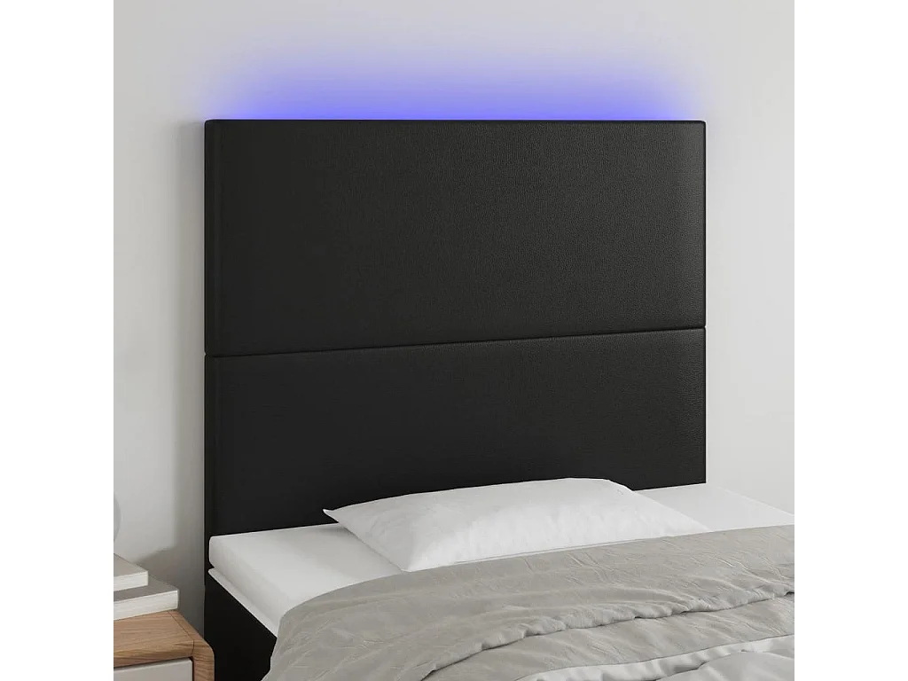Hoofdbord | Hoofdeinde LED 100x5x118/128 cm kunstleer zwart
