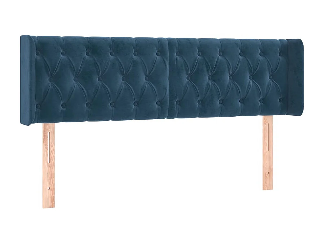 Tête de Lit | Panneau de tête pour lit Moderne avec oreilles Bleu foncé 147x16x78/88 cm Velours