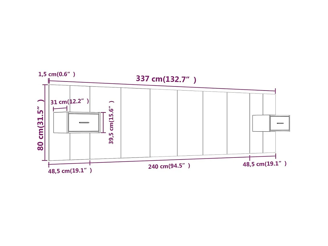 Tête de Lit avec rangement | Tête de lit avec armoires Blanc Bois d’ingénierie