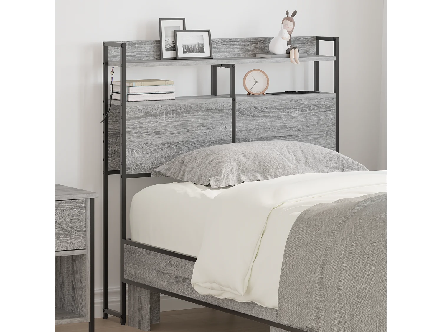 Tête de Lit de rangement | Panneau de tête pour lit Sonoma gris 90 cm Bois d'ingénierie