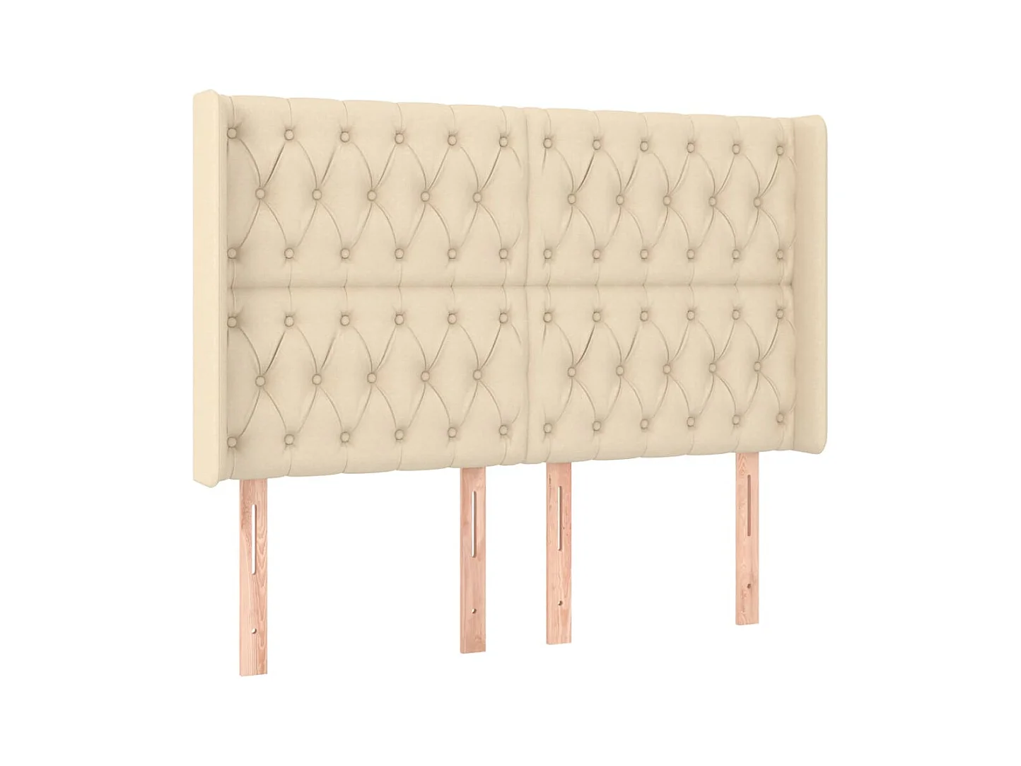 Mueble cabecero | Cabezal de cama | Cabecero con LED de tela color crema 147x16x118/128 cm