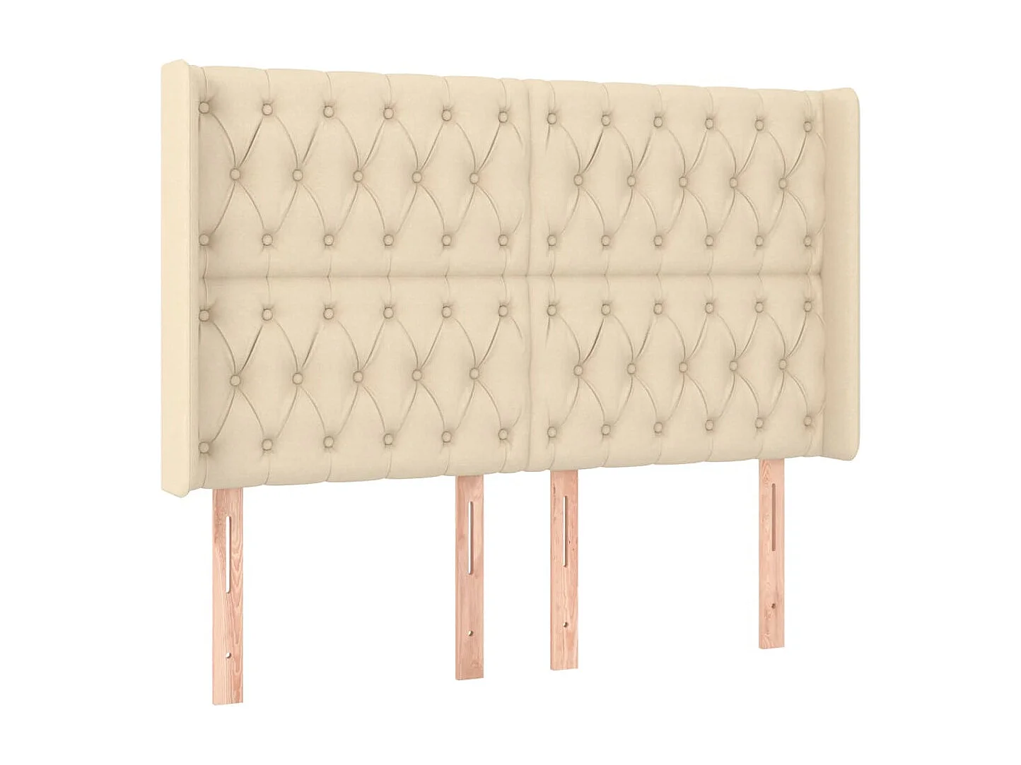 Mueble cabecero | Cabezal de cama | Cabecero con LED de tela color crema 147x16x118/128 cm