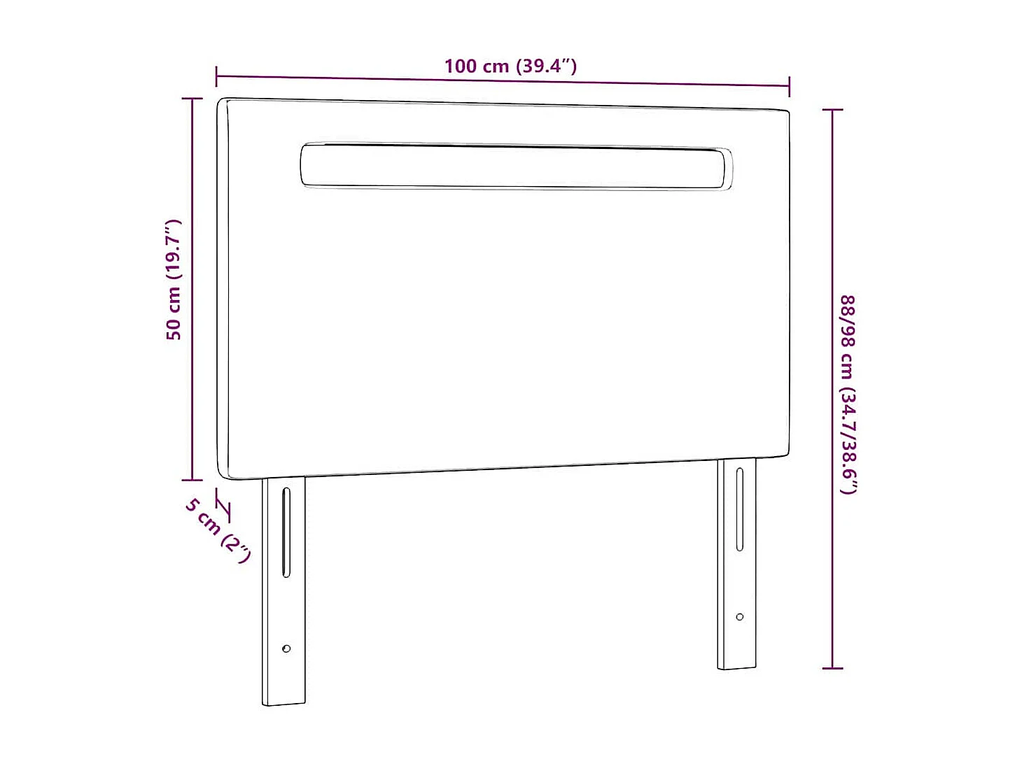 Tête de lit Montage mural | Panneau de tête pour lit Moderne  avec tête de lit Gris 100 cm PVC
