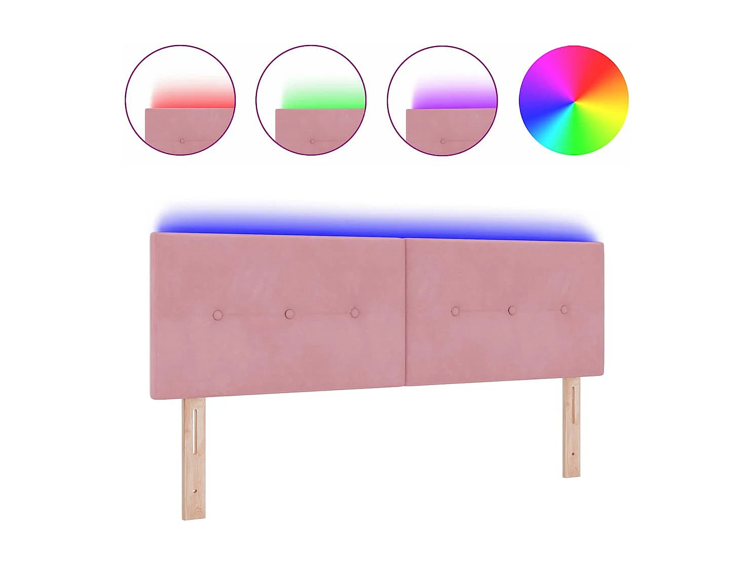 Tête de Lit | Panneau de tête pour lit Moderne avec des lumières à LED Réglable Rose 72 cm Velours
