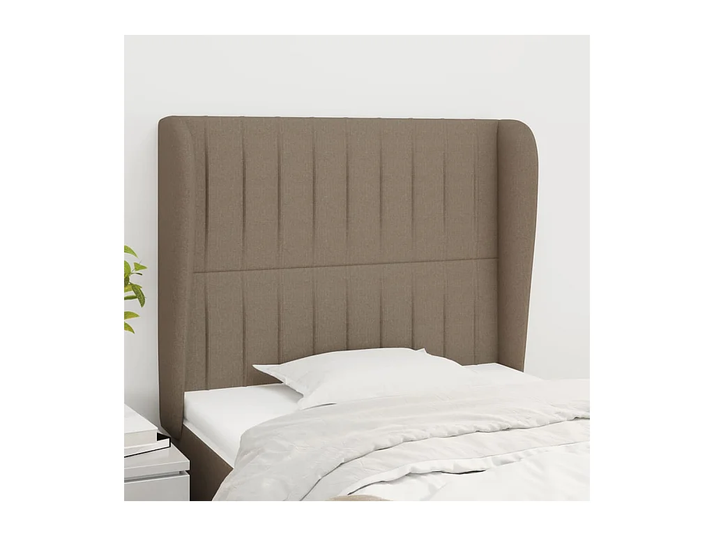 Tête de Lit | Panneau de tête pour lit Moderne avec oreilles Taupe 103x23x118/128 cm Tissu