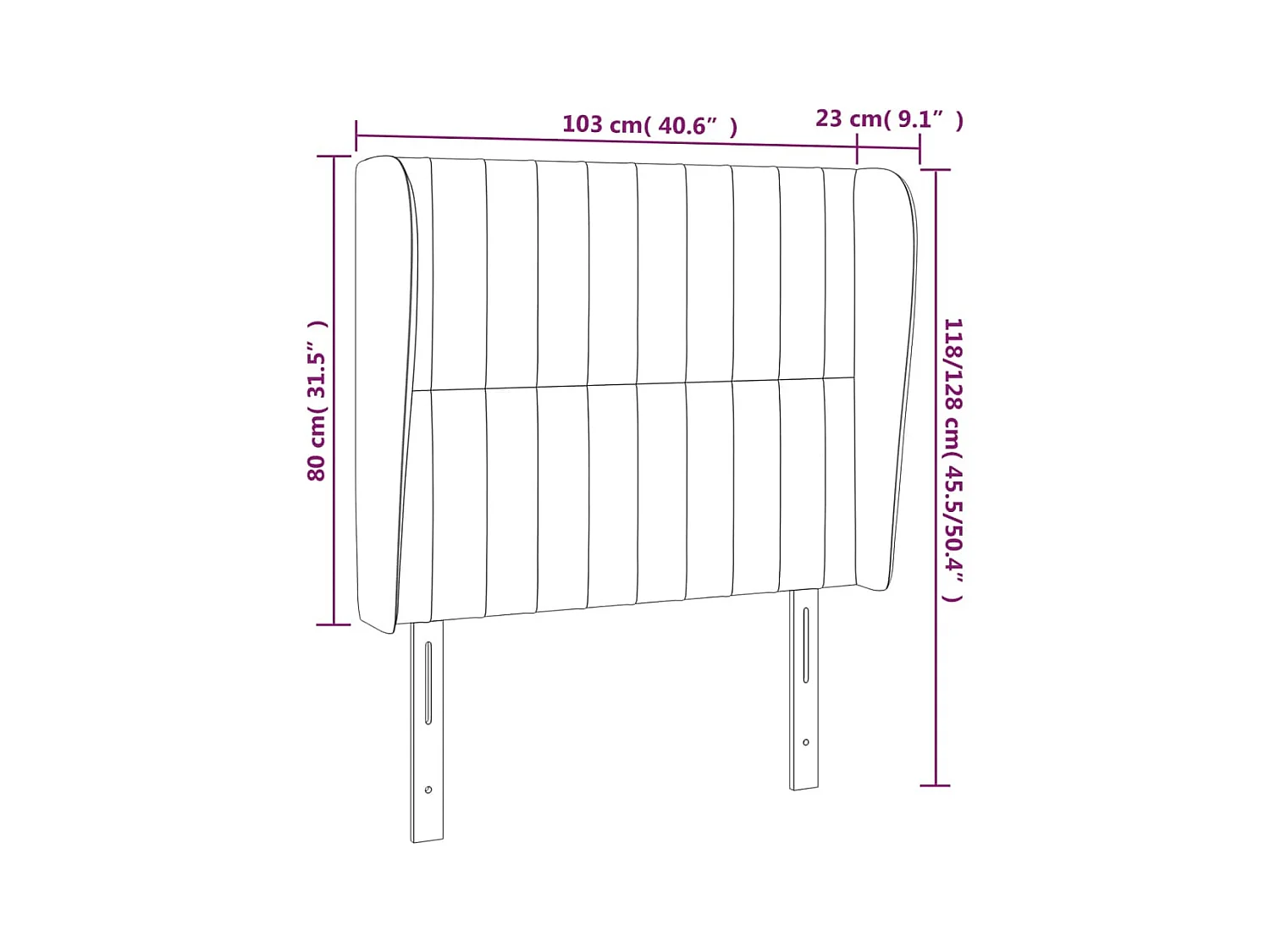 Tête de Lit | Panneau de tête pour lit Moderne avec oreilles Taupe 103x23x118/128 cm Tissu