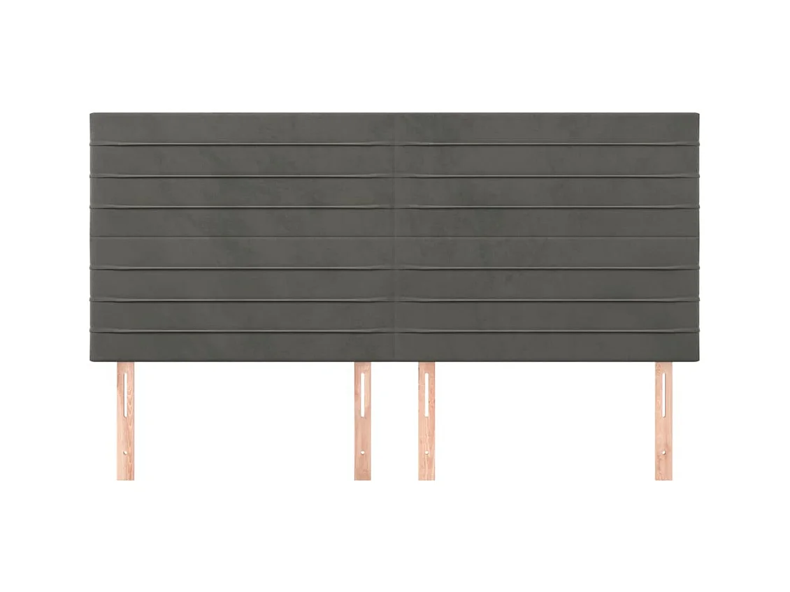 Cabeceros | Cabezal de cama | Mueble de cabecero 4 unidades de terciopelo gris oscuro 100x5x78/88 cm