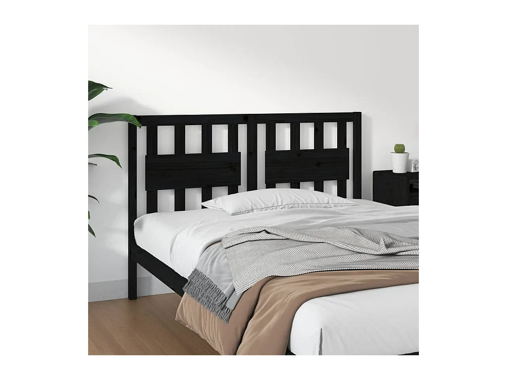 Cabecero de Cama | Cabezal de cama | Mueble de cabecero madera maciza de pino negro 125,5x4x100 cm