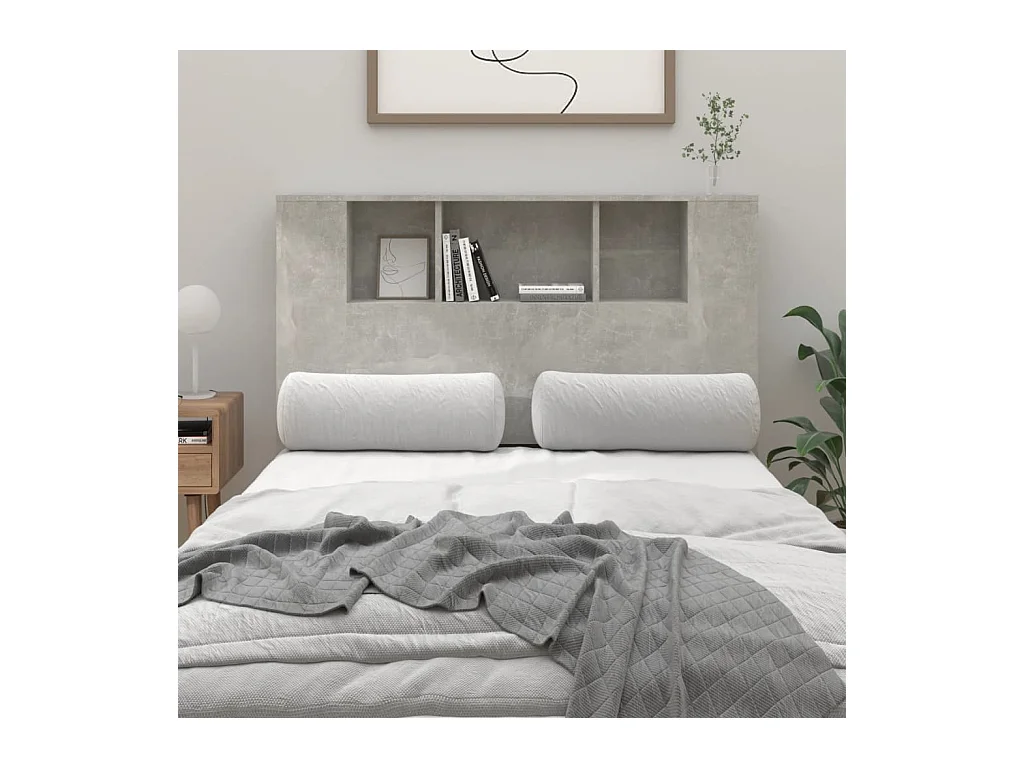 Cabecero de Cama | Cabezal de Cama | Mueble cabecero gris hormigón 120x18,5x102,5 cm