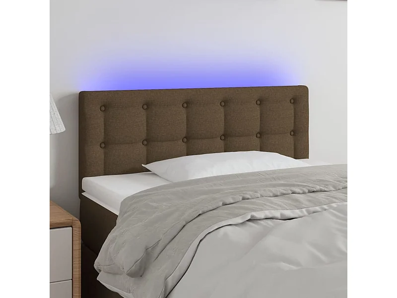 Tête de Lit | Panneau de tête pour lit Moderne à LED Marron Foncé 90x5x78/88 cm Tissu
