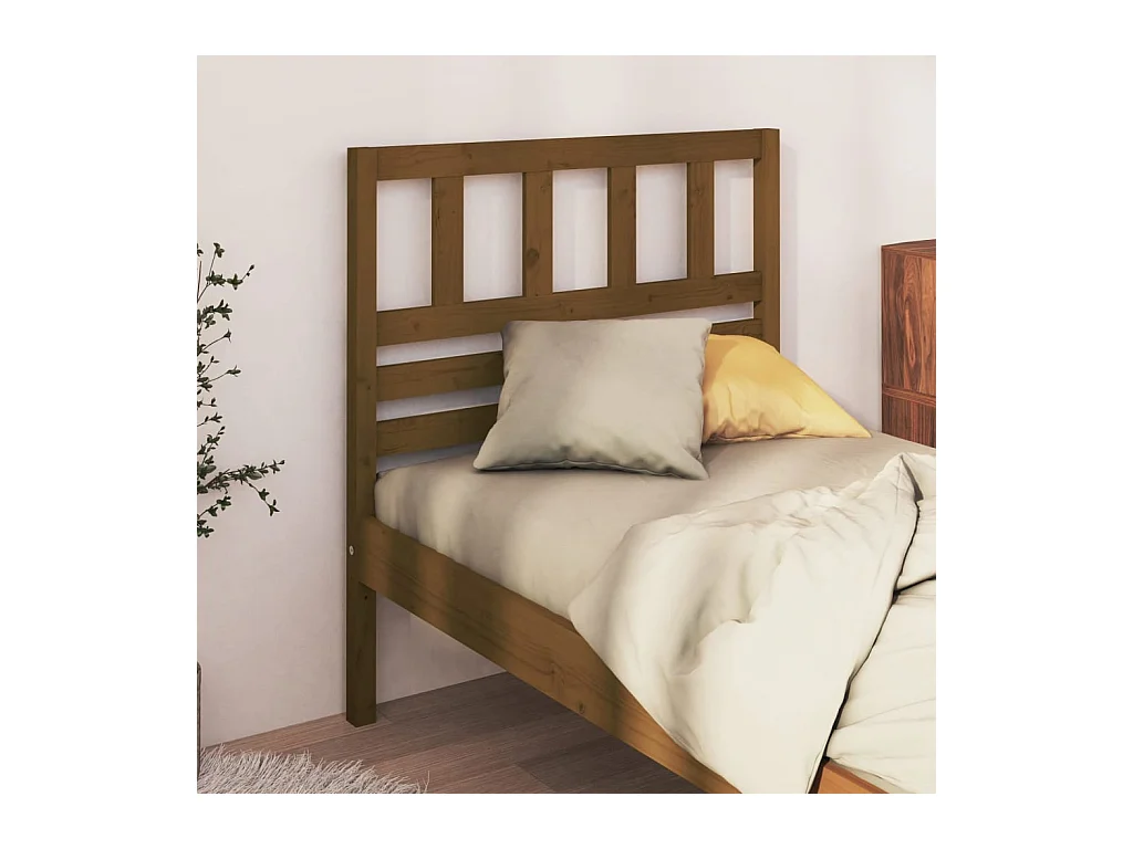 Cabecero de Cama | Cabezal de cama | Mueble de cabecero madera maciza de pino marrón miel 81x4x100 cm