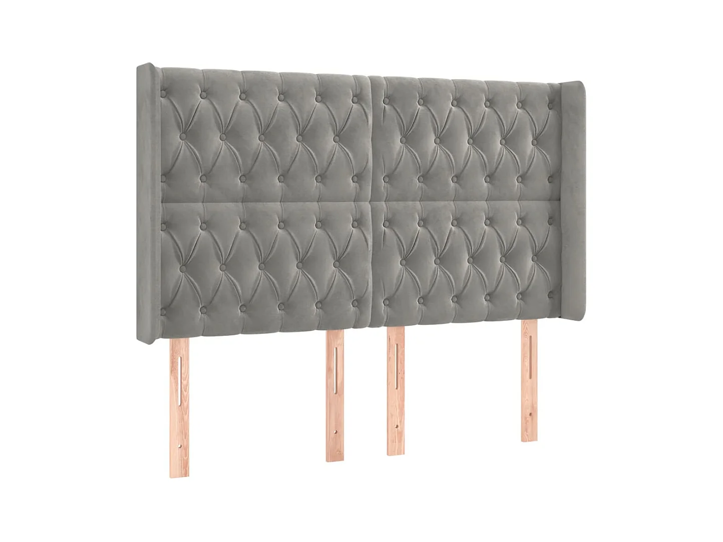 Tête de Lit | Panneau de tête pour lit Moderne à LED Gris clair 147x16x118/128 cm Velours