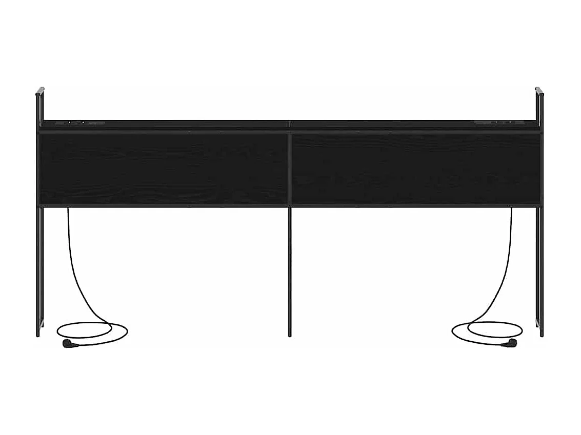 Mueble cabecero | Cabezal de cama | Cabecero de Almacenamiento con Estación de Carga Roble negro