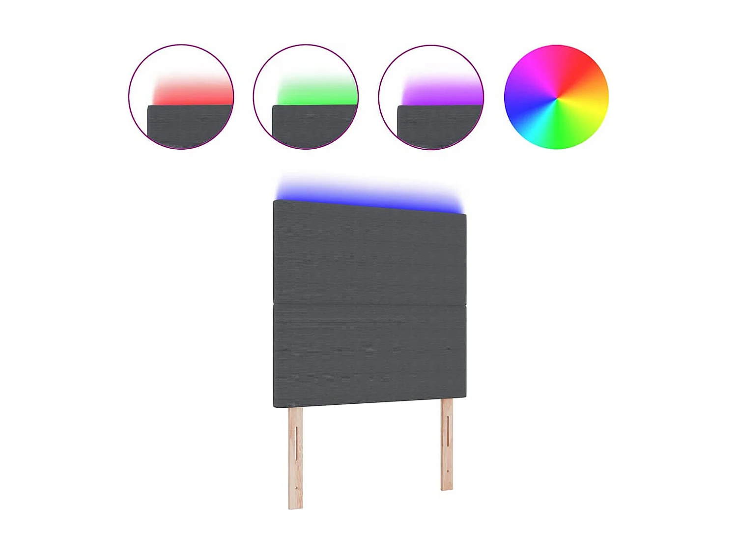 Tête de Lit | Panneau de tête pour lit Moderne LED avec des lumières à LED Gris foncé 80 cm tissu