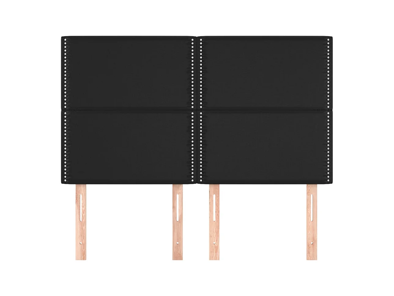 Cabeceros | Cabezal de cama | Mueble de cabecero 4 unidades cuero sintético negro 72x5x78/88 cm