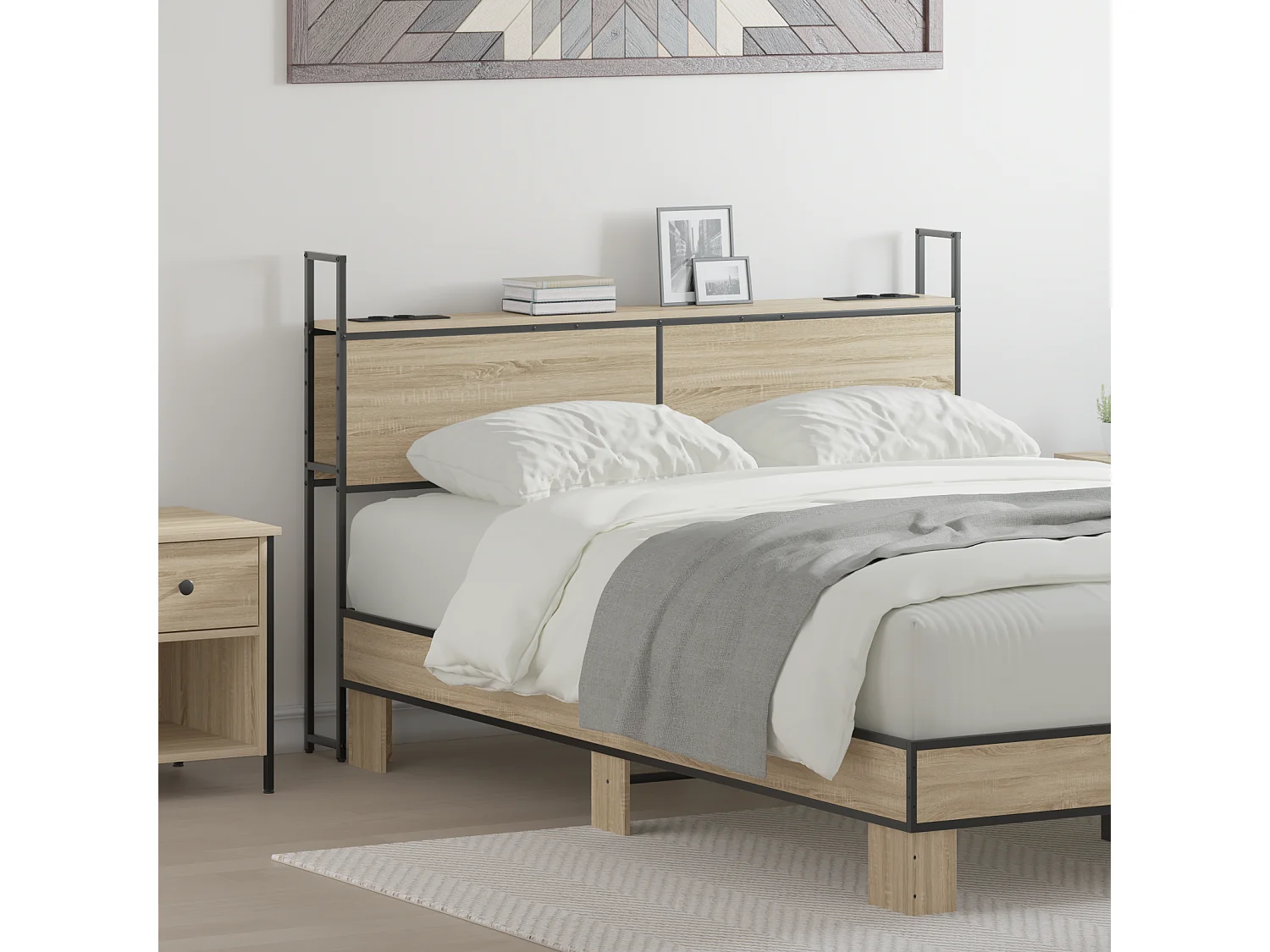 Tête de Lit de rangement | Panneau de tête pour lit Chêne sonoma 120 cm Bois d'ingénierie