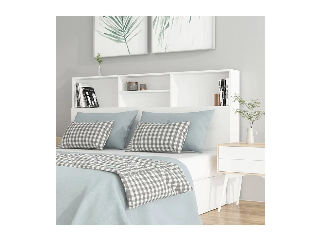 Tête de Lit avec rangement | Armoire de tête de lit Blanc 160x19x103,5 cm