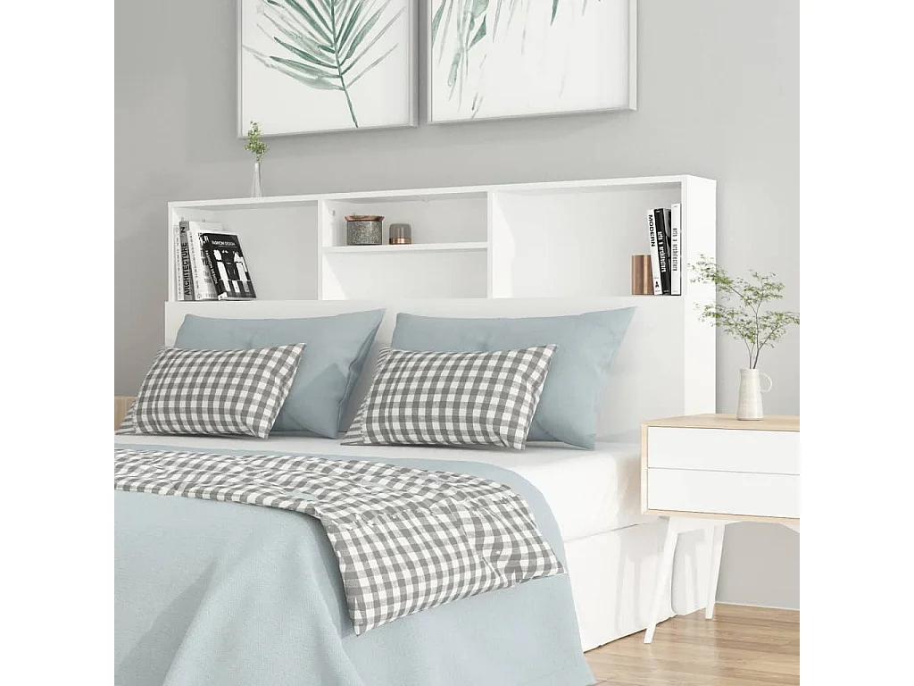 Tête de Lit avec rangement | Armoire de tête de lit Blanc 160x19x103,5 cm