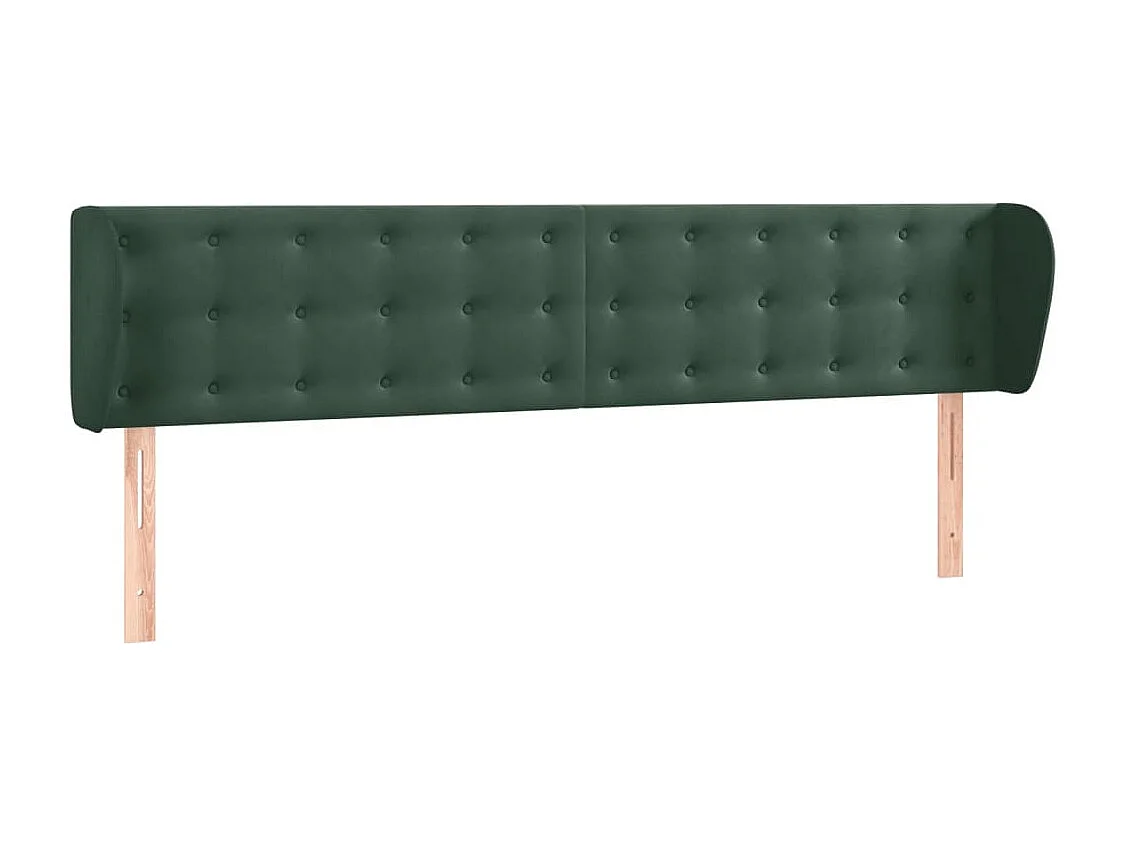 Tête de Lit | Panneau de tête pour lit Moderne avec oreilles Vert foncé 203x23x78/88 cm Velours