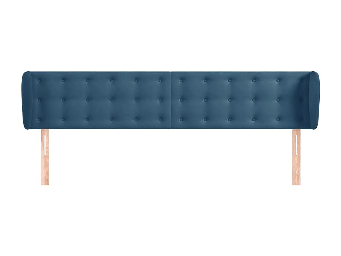 Tête de Lit | Panneau de tête pour lit Moderne avec oreilles Bleu foncé 183x23x78/88 cm Velours
