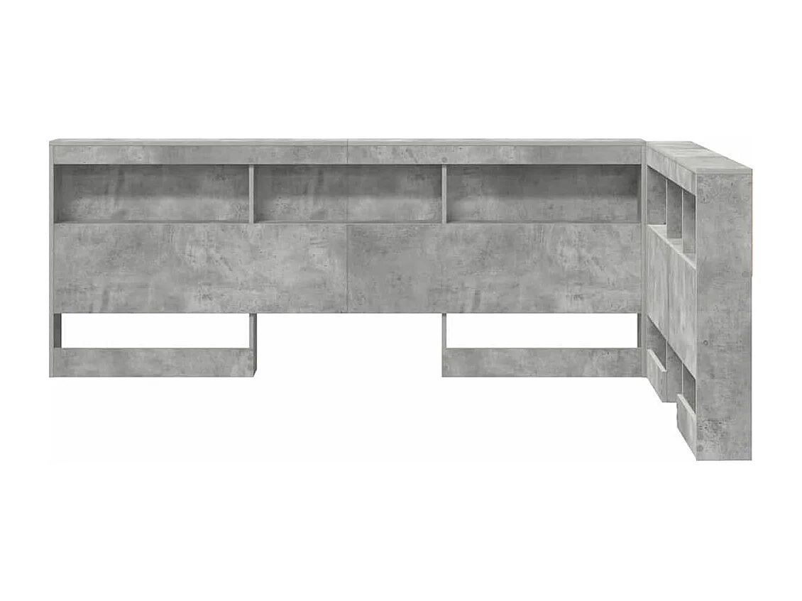 Mueble cabecero con almacenamiento | Cabecera de almacenamiento con estante Gris hormigón 120 cm