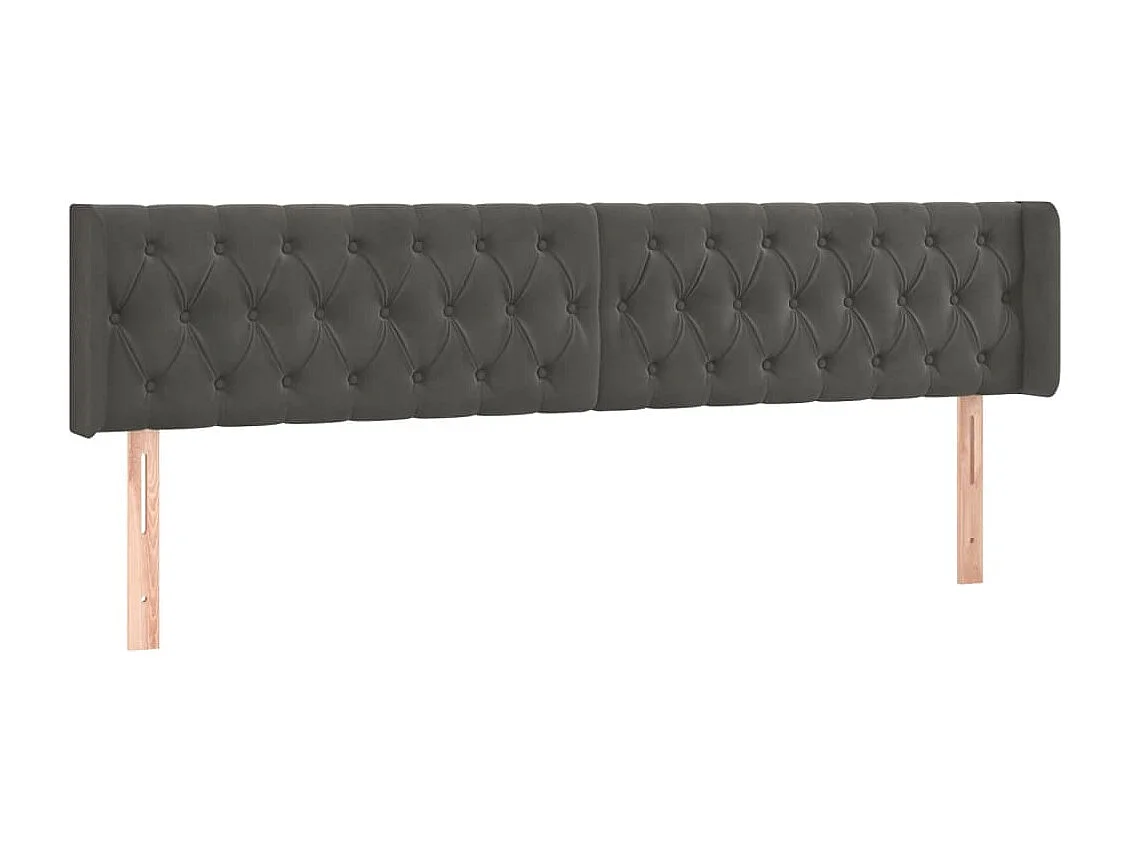 Hoofdbord | Hoofdeinde LED 203x16x78/88 cm fluweel donkergrijs