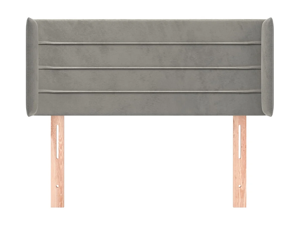 Tête de Lit | Panneau de tête pour lit Moderne avec oreilles Gris clair 93x16x78/88 cm Velours