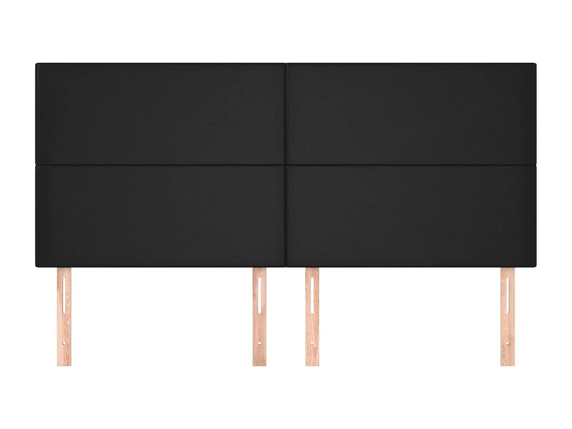 Cabeceros | Cabezal de cama | Mueble de cabecero 4 unidades de cuero sintético negro 90x5x78/88 cm