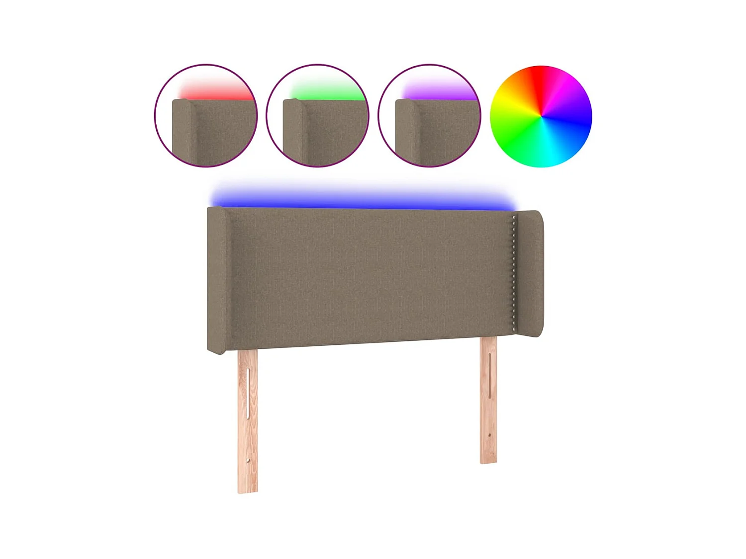 Tête de Lit | Panneau de tête pour lit Moderne à LED Taupe 93x16x78/88 cm Tissu