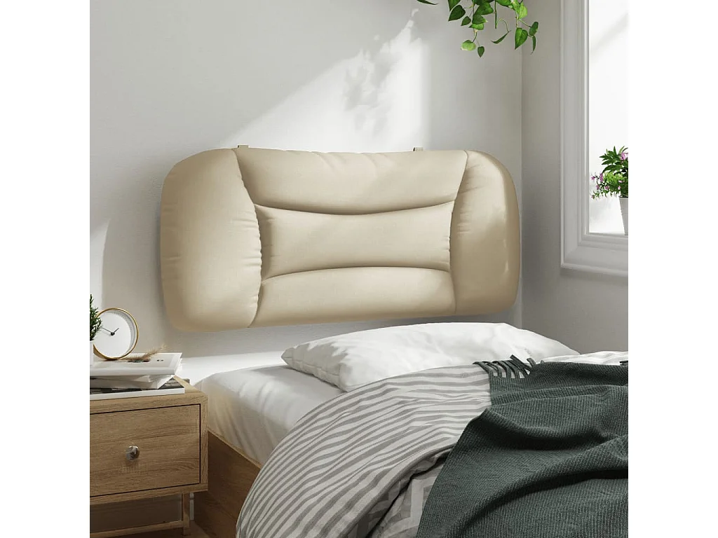 Cabecero de Cama | Cabezal de cama | Mueble de cabecero acolchado Hvar tela crema 80 cm