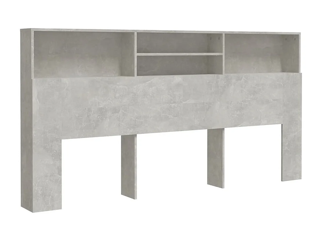 Tête de Lit avec rangement | Armoire de tête de lit Gris béton 200x19x103,5 cm