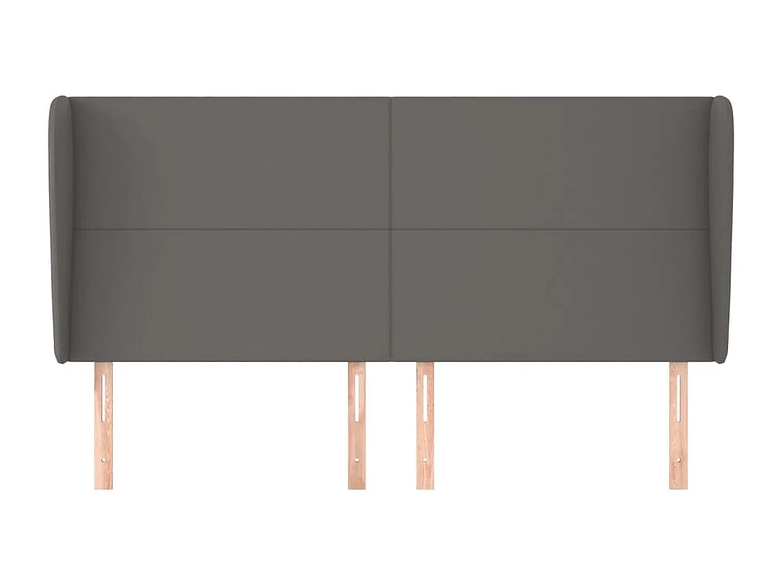 Cabecero | Cabezal de Cama | Mueble cabecero con orejas cuero sintético gris 203x23x118/128 cm