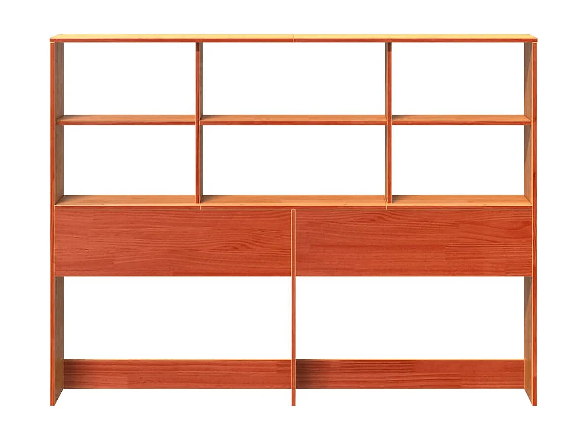 Cabecero de Cama | Cabezal de cama | Mueble de cabecero almacenaje madera maciza pino marrón 135 cm