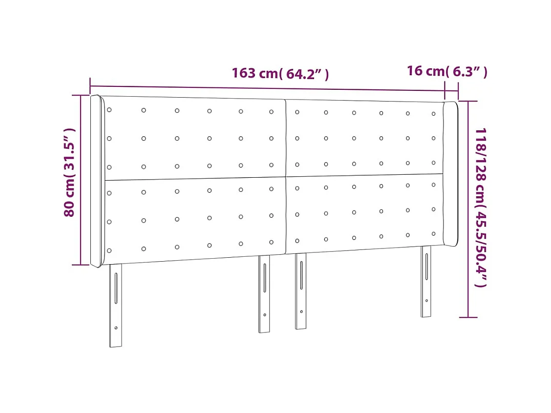 Cabecero | Cabezal de Cama | Mueble cabecero con LED cuero sintético capuchino 163x16x118/128cm