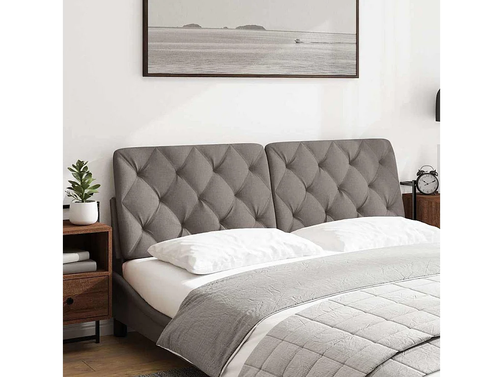 Cabecero de Cama | Cabezal de cama | Mueble de cabecero acolchado tela gris taupé 160 cm