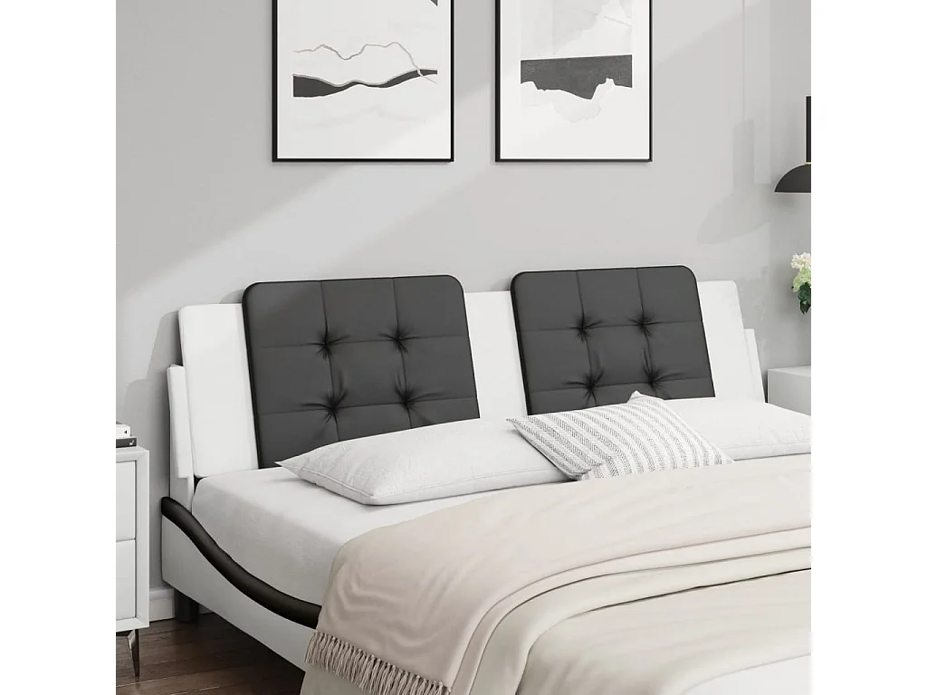 Tête de lit | Coussin de tête de lit | Tête de lit décoratif noir et blanc 180 cm similicuir