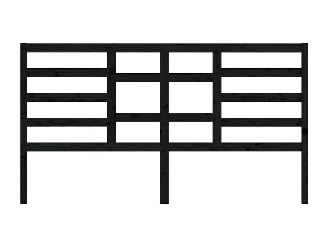 Tête de Lit | Panneau de tête pour lit Moderne Noir 206x4x104 cm Bois massif de pin