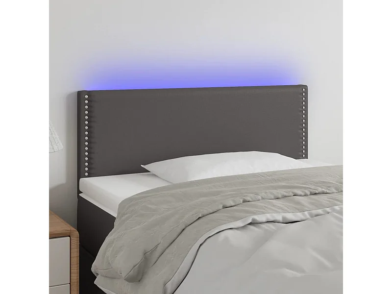 Tête de Lit | Panneau de tête pour lit Moderne à LED Gris 90x5x78/88 cm Similicuir
