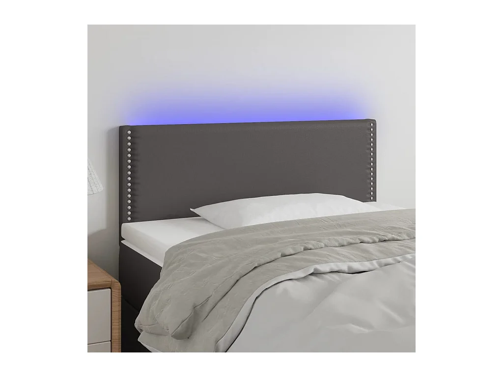 Tête de Lit | Panneau de tête pour lit Moderne à LED Gris 90x5x78/88 cm Similicuir