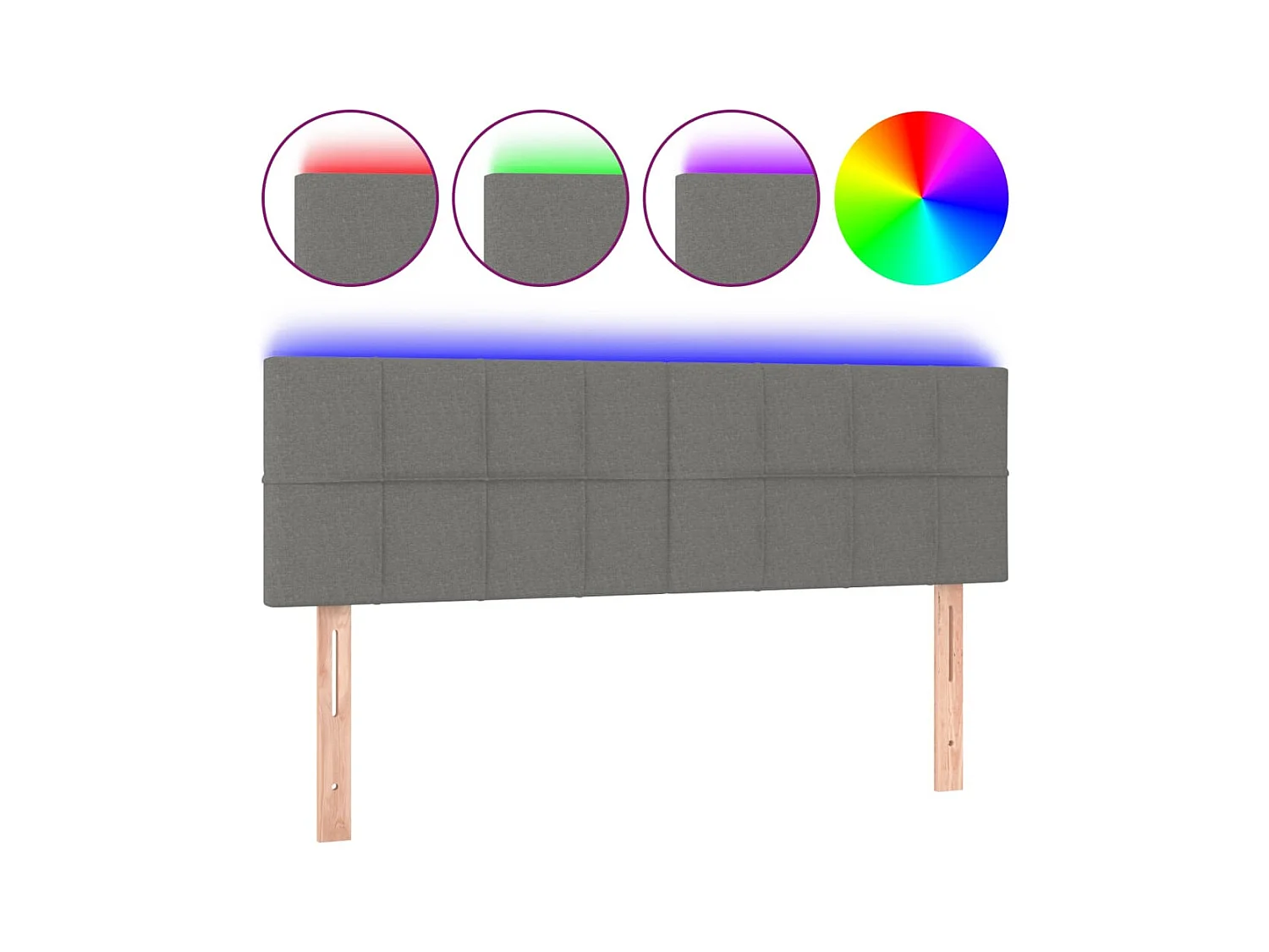 Mueble cabecero | Cabezal de cama | Cabecero con LED de tela gris oscuro 144x5x78/88 cm