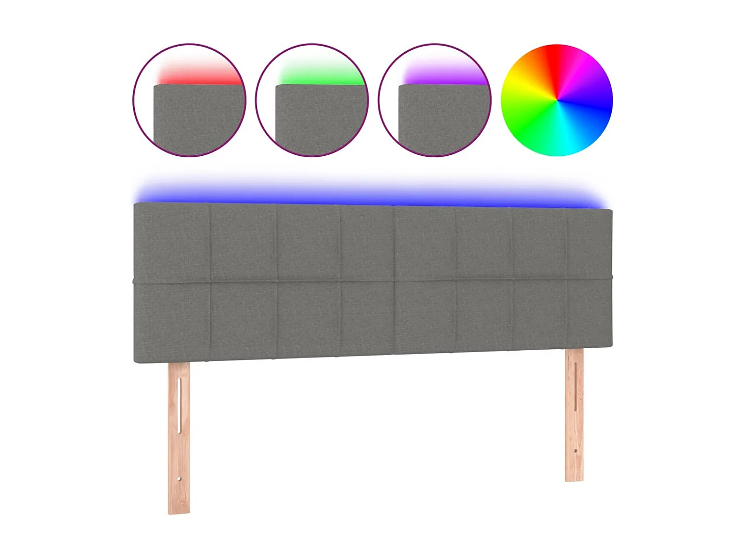 Hoofdbord | Hoofdeinde LED 144x5x78/88 cm stof donkergrijs