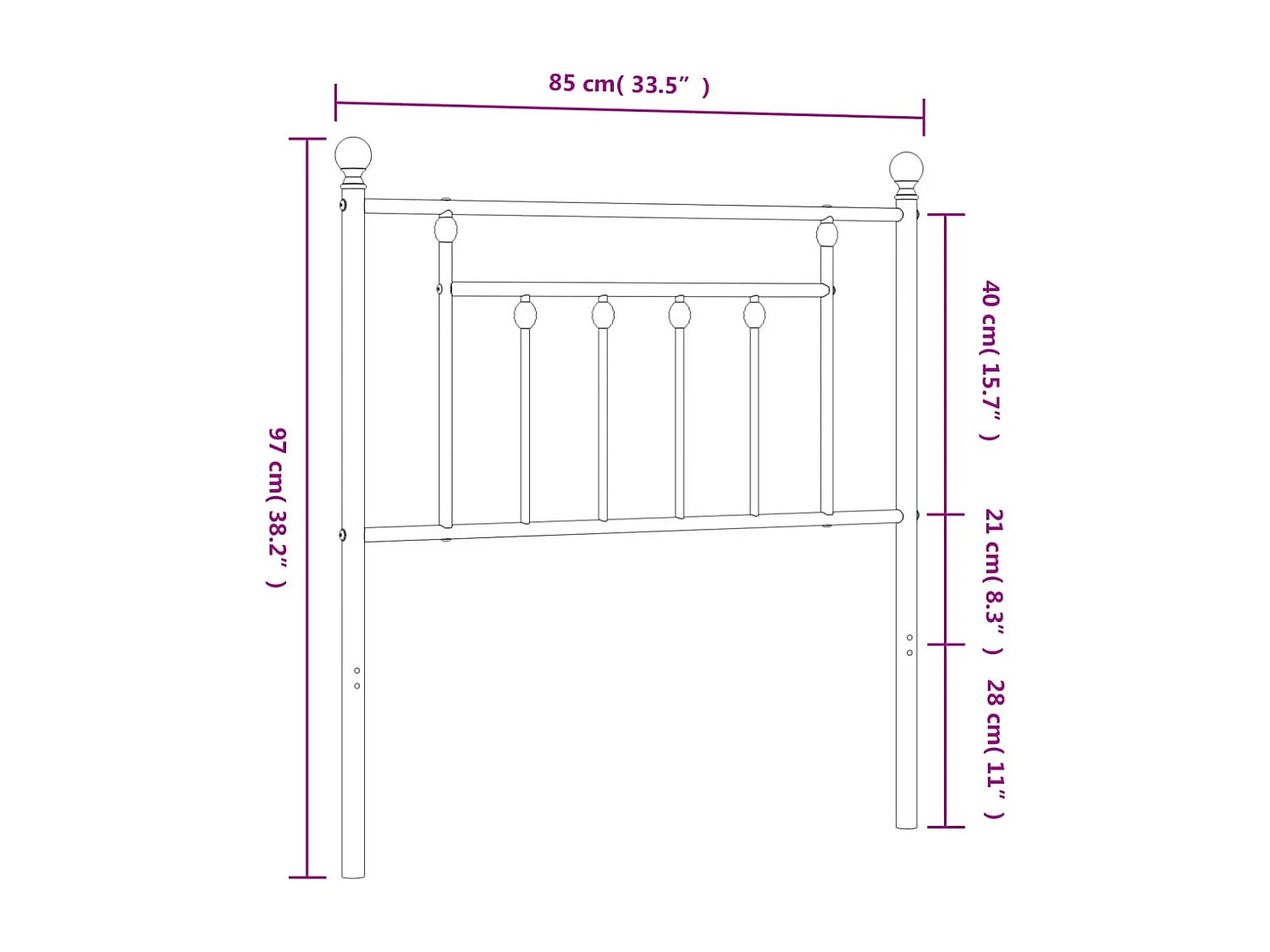 Tête de Lit | Panneau de tête pour lit Moderne métal blanc 80 cm