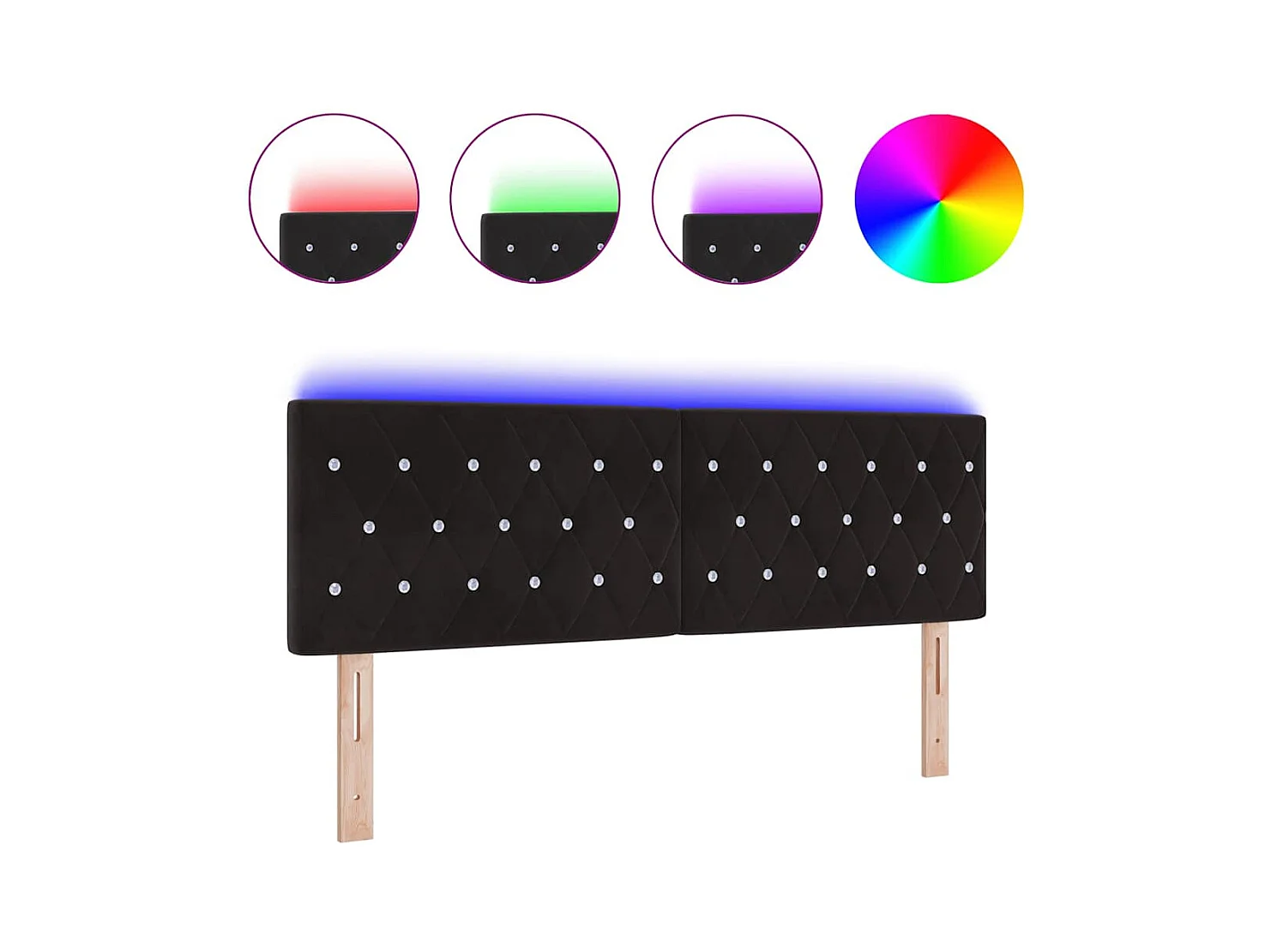 Mueble cabecero | Cabecero | Cabezal de cama LED con luces de tiras LED Negro 144 cm Terciopelo