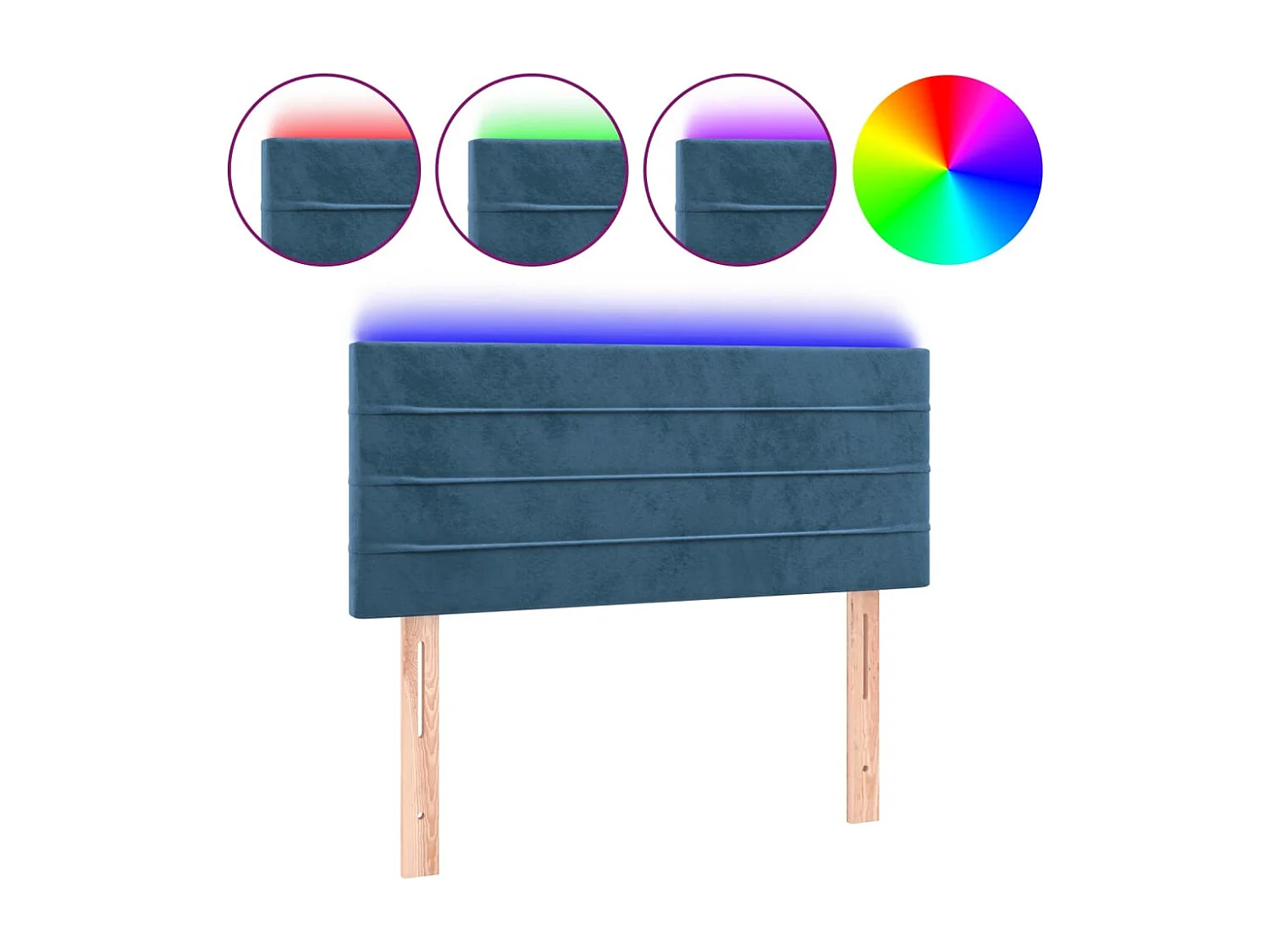 Cabecero | Cabezal de Cama | Mueble cabecero con LED de terciopelo azul oscuro 80x5x78/88 cm